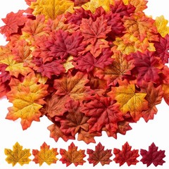 Jiesky 1170 Pcs 8cm/3.1inch Artificial Maple Leaves 6 Colors Fall Leaves