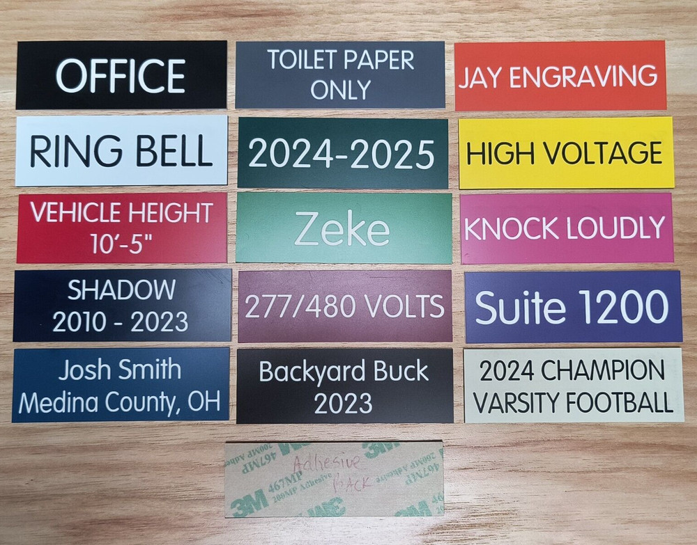 Custom Engraved 1″x3″ Plate with Adhesive | Your Text Any Color Personalized Tag