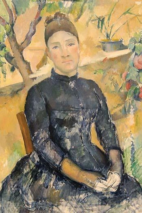 Madame Cezanne in the Conservatory Paul Cezanne Poster Print