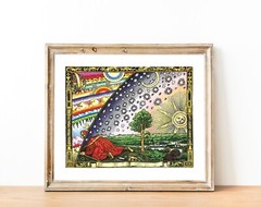 The Flammarion Engraving 1888 Firmament Dome Flat Earth Wall Art Poster Print