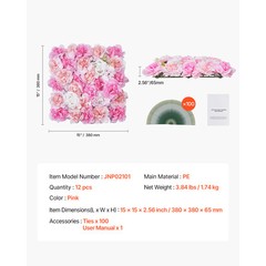 Uimoso 3D Flower Wall Panel 12PCS 15×15 in Artificial Floral Mat Wedding Privacy