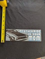 Vintage Car «My Other Ride Is To Your Mom» Bumper Sticker Vinyl Decal 3″x 8″