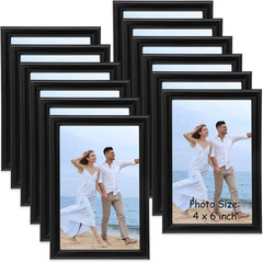 12 Pack 4 X 6 in Picture Frames Bulk Black Photo Display Frames for Wall Mount T