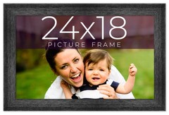 24×18 Frame Black Real Wood Picture Frame Width 1.5 inches | Interior Frame Dept