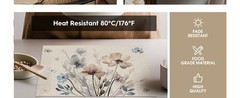 Brown Poppy Floral Vinyl Plastic Placemats Set of 4, Washable Non-Slip PVC Table