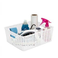 Simplify Resin Herringbone Storage Tote, Medium, 14″ x 11.5″ x 5.15″