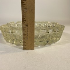 60s cut glass round ashtray key trinket holder – trinkets dish pale yellow tint