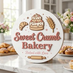 Personalized Business Logo Sign Layered Round Wood Custom Office Wall Decor Sign