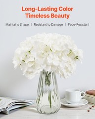 VEVOR 65 Pcs Artificial Silk Hydrangea Flowers 9.8 In Bouquet Arrangement White