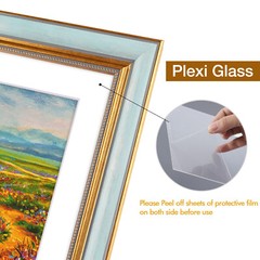 Ornate Picture Frame with White Mat for Photo Print Plexi Glass