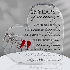 25th Wedding Anniversary Gift Silver Heart Marriage Souvenir Keepsake Couple