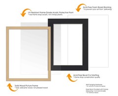 11×22 Frame Natural With Black Picture Mat For 11×22 Photo – Natural 13×24 Frame