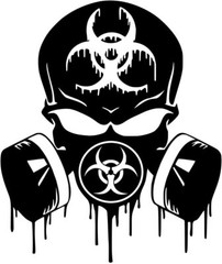 Scary Biohazard Skull gas Mask 6 inch Vinyl Decal