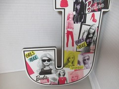 Barbie Letter «J» Wood Wall Art Print Décor For Kids Room NEW