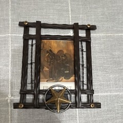 Black Metal Western Barbed Wire & Star Photo Frame, Freestanding 3.5×5