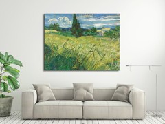 Abstract Large Canvas Wall Art Prints Green Field 1889 by Van Gogh Famous Paints