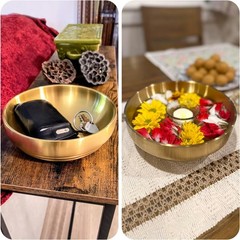 7.4 inch Gold Decorative Bowl for Home Decor – Modern Fruit Bowl for Kitchen