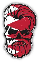 Grunge Beard Skull Bahrain Flag Sticker Decal