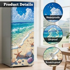 Self-Adhesive Refrigerator Wrap Set Removable Vinyl Fridge Stickers Peel & Stick