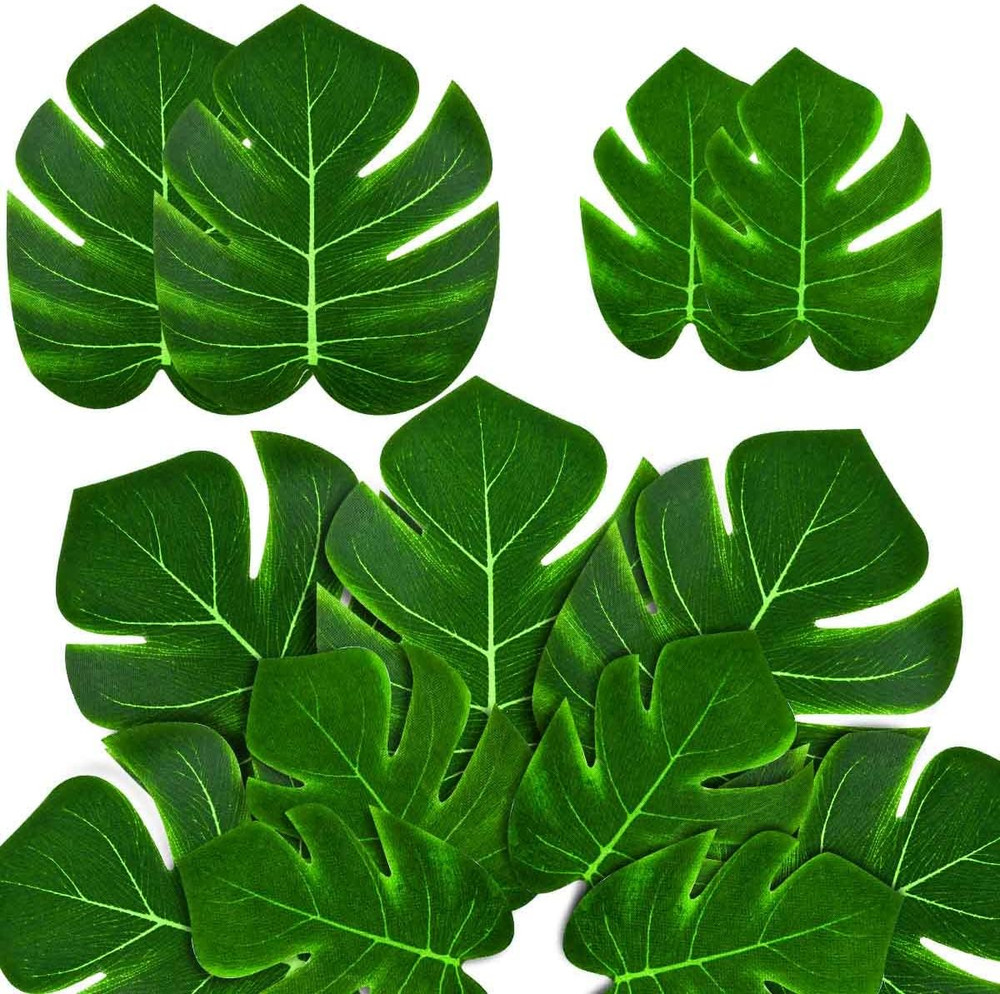 36 Pieces Artificial Tropical Palm Leaves for Jungle Safari Beach Hawaiian Luau