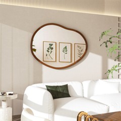 Irregular Wall Mirror Asymmetrical Accent Mirrors Modern Wood Frame Decor Mirror