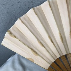 Vintage Large Romantic Garden Folding Decorative Fan Paper Wood Victorian Art