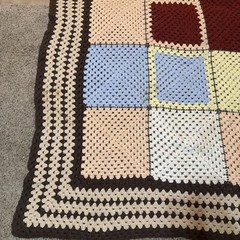 Crocheted Organic Afghan Granny Squares Lap Crib Baby Nursery Blanket 54”x42”