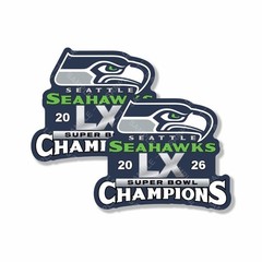 Seattle Seahawks 2026 Champions SB 60 Sticker Peel and Stick