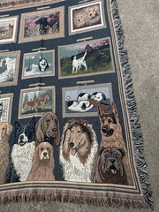 Vintage 90s Dog Breeds 100% Cotton Tapestry Fringe Throw Blanket Cottage Cabin