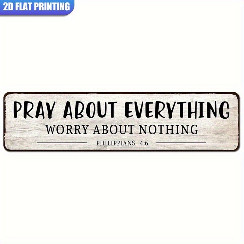 Pray About Everything Tin Sign Philippians 4:6 Christian Decor Vintage Wall Art
