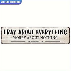 Pray About Everything Tin Sign Philippians 4:6 Christian Decor Vintage Wall Art