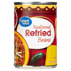 (6 pack) Great Value Traditional Refried Beans 16 oz