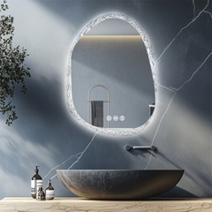Irregular Wall LED Mirror Clear-crystal Glass Frame Vanity Mirror with Backlit