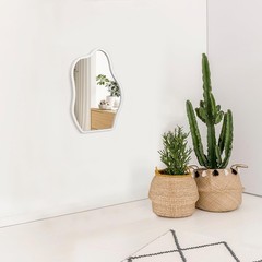 Irregular Mirror for Wall Decor White Modern Asymmetrical Small Mirrors Woode…