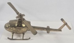 Metal Brass Helicopter Figurine Statue Sculpture 12″x4″x4.75″ India