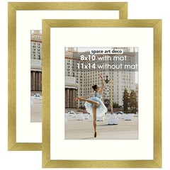 11×14 Picture Frame Display Pictures 8×10 with Mat Real Glass Wall Gallery Frame