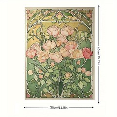 Art Nouveau Pink Roses Floral Canvas Wall Art, Vintage Botanical Decor