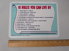 Vintage 1981 Scroll Sign 12 Rules You Can Live By Hershey Park PA FAST Shipping