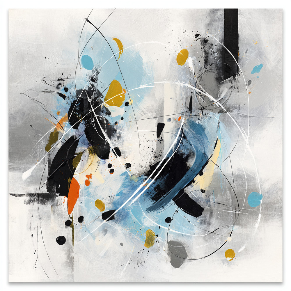 Blue Hand Painted Abstract Oil Painting Canvas Gray Modern Wall Art Home Decor