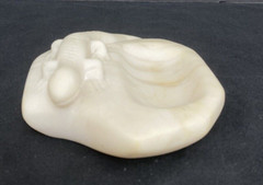Carved Stone Lizard Trinket Soap Dish Ivory Color Matte Whimsical Boho Figural