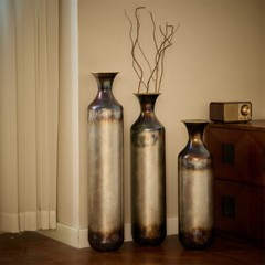 Glazed metal vase decoration home droplet shaped white metal vase 3-piece set