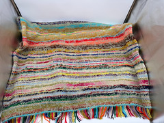 Wool Multi Color Crochet Blanket Double Thick Folded 4lbs 35×60 inches
