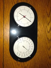WALL CLOCK w/ THERMOMETER …RARE . Vertical or Horizontal Mount