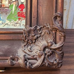 Vintage Impasto Paris Street Scene Oil Painting Ornate Heavy Carved Wood Frame