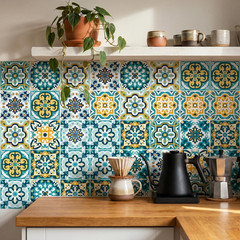 30Pcs Bohemian Self-Adhesive Wall Sticker, Floral Pattern, Peel and Paste, Water