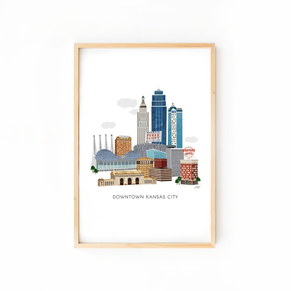 Kansas City Skyline Art Print 12×16 | Wall Art | Illustration | Buildings | Down