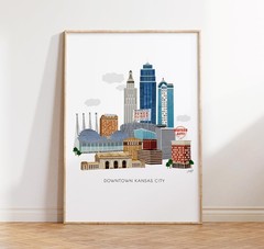 Kansas City Skyline Art Print 12×16 | Wall Art | Illustration | Buildings | Down