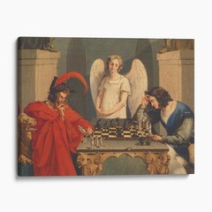Faust And Mephistopheles Playing Chess Canvas Wall Art Print