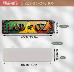 New 16 x 4 LAND OF OZ Metal Sign WIZARD OF OZ Yellow Brick Road TIN Wall Hanging