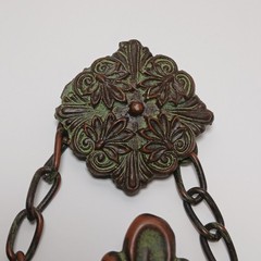 Metal Baroque Style Round Wall Mirror Green Patina Ornate Regency 18” Long